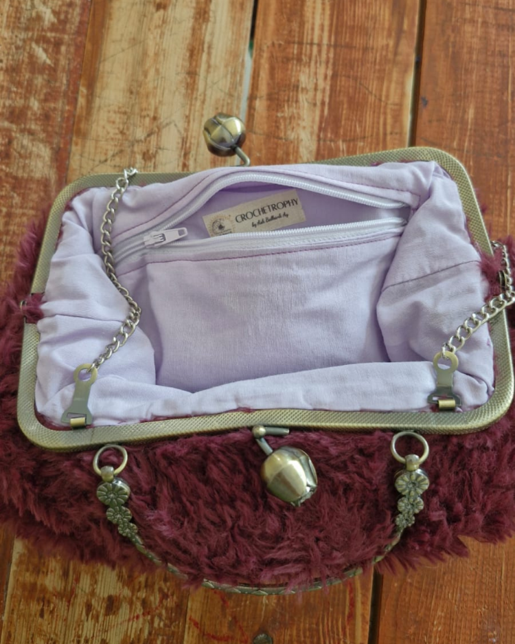 Purple Puffy Clutch Bag