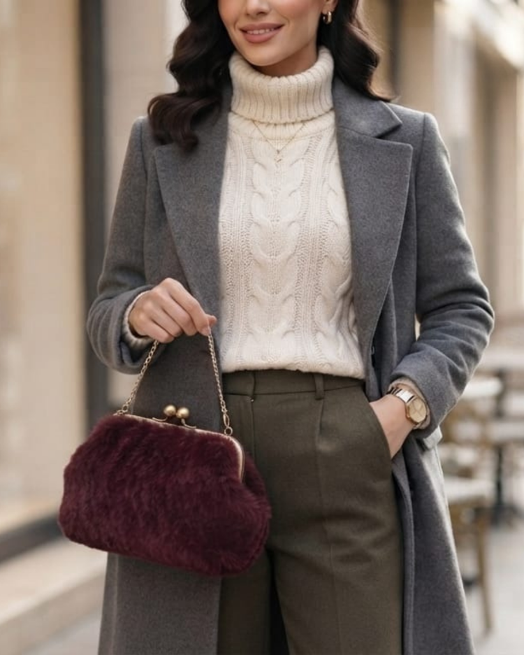 Purple Puffy Clutch Bag