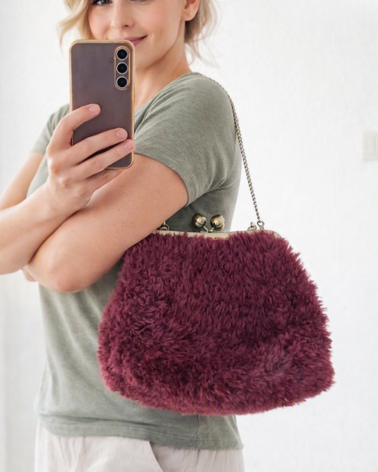 Purple Puffy Clutch Bag