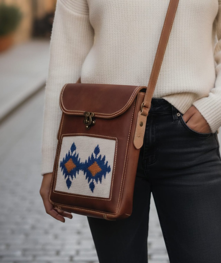 Deri Dokuma Detaylı Crossbag