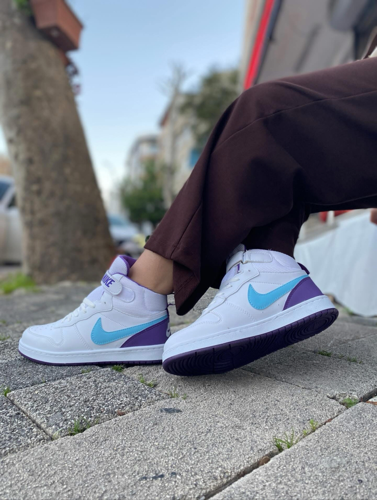 Nike Air Force 1 Mid – Beyaz / Turkuaz ve Mor Detaylı Sneakers