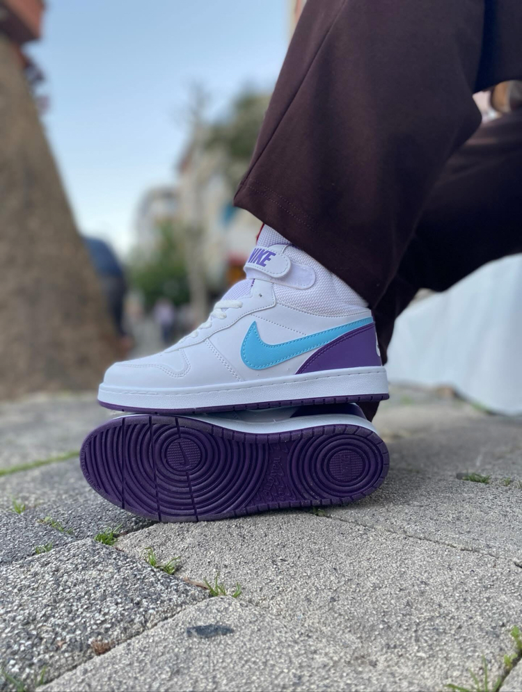 Nike Air Force 1 Mid – Beyaz / Turkuaz ve Mor Detaylı Sneakers