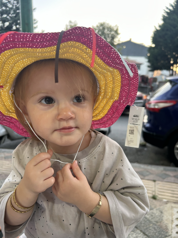 Renkli Hasır Örgü Bebek/Çocuk Güneş Şapkası – Bağcıklı ve İşlemeli