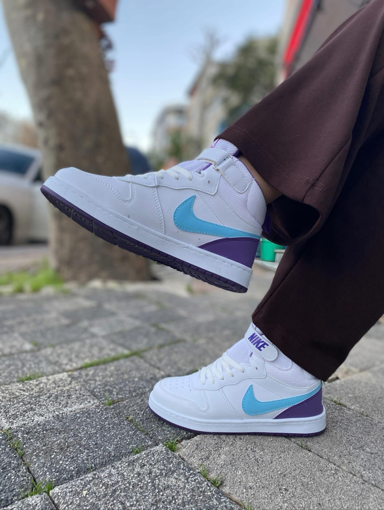 Nike Air Force 1 Mid – Beyaz / Turkuaz ve Mor Detaylı Sneakers