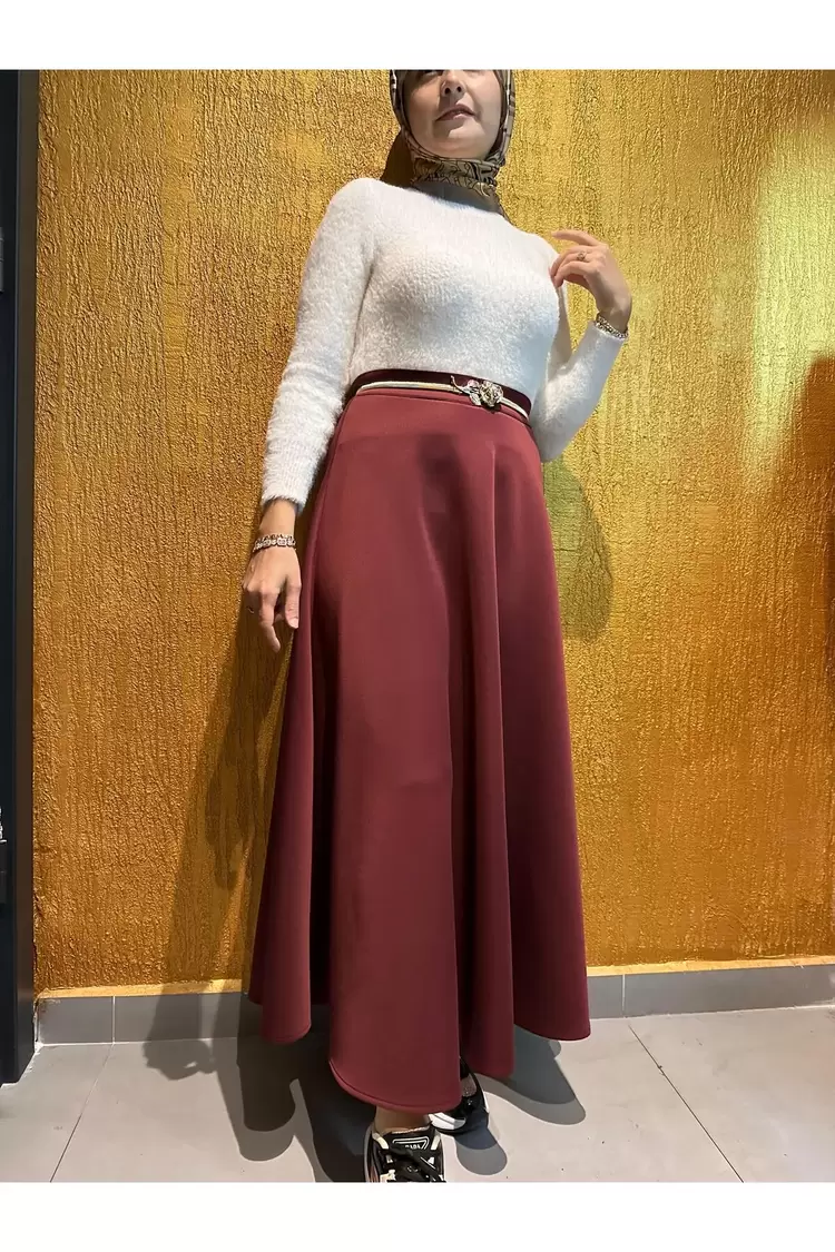 Cashmere Moda Kadın Tesettür Kloş Uzun İthal Scuba Çan Etek