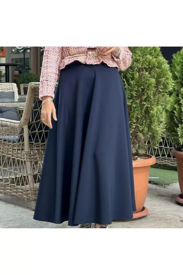 Cashmere Moda Kadın Tesettür Kloş Uzun İthal Scuba Çan Etek