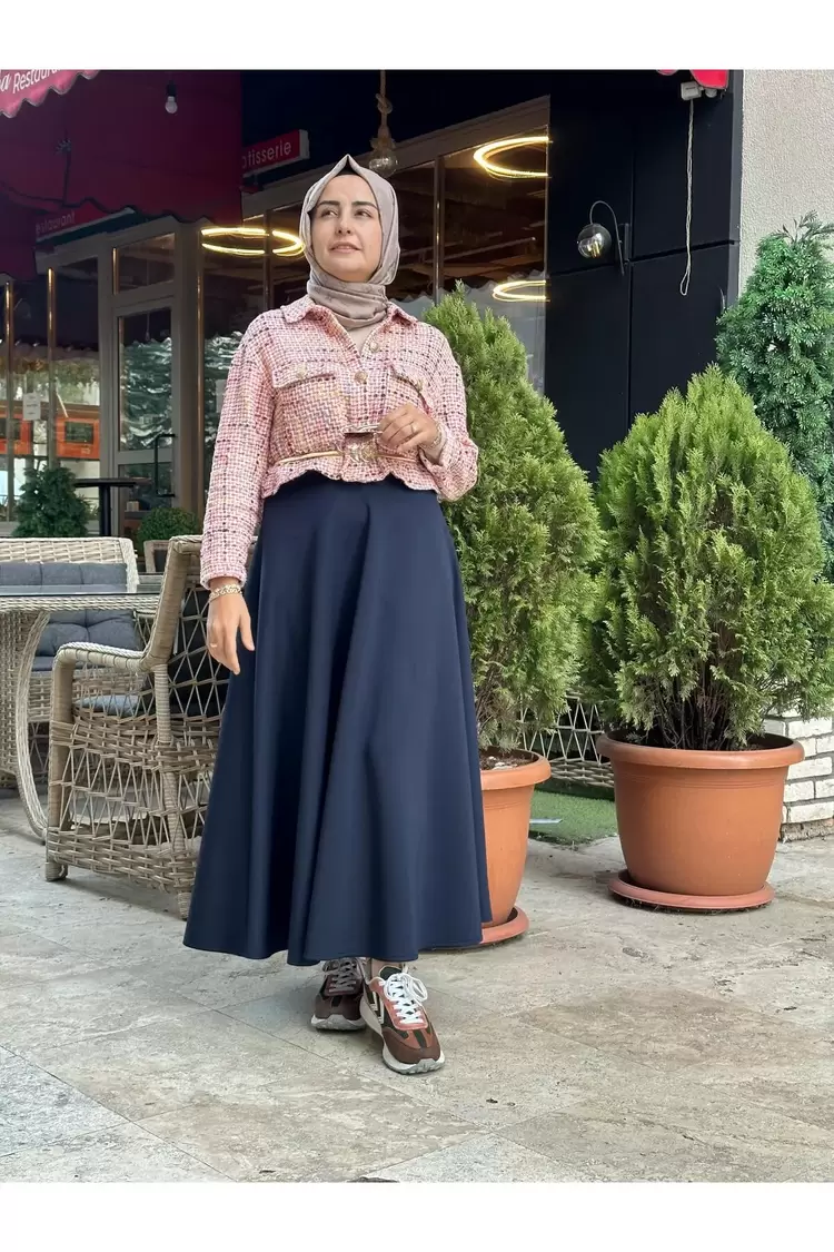 Cashmere Moda Kadın Tesettür Kloş Uzun İthal Scuba Çan Etek