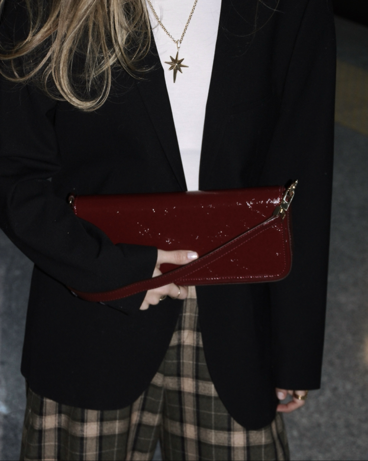 UMİ AFTER MIDNIGHT | BORDO Baget East-West Çanta - Bag Charm Hediyeli