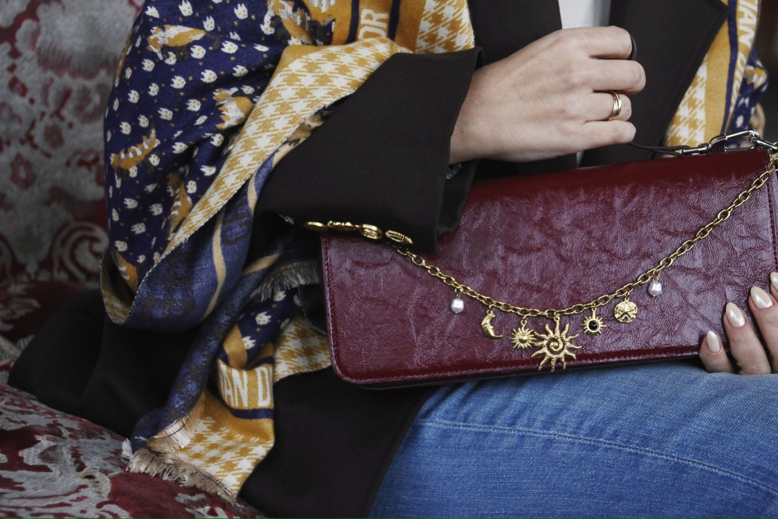 UMİ AFTER MIDNIGHT | BORDO Baget East-West Çanta - Bag Charm Hediyeli