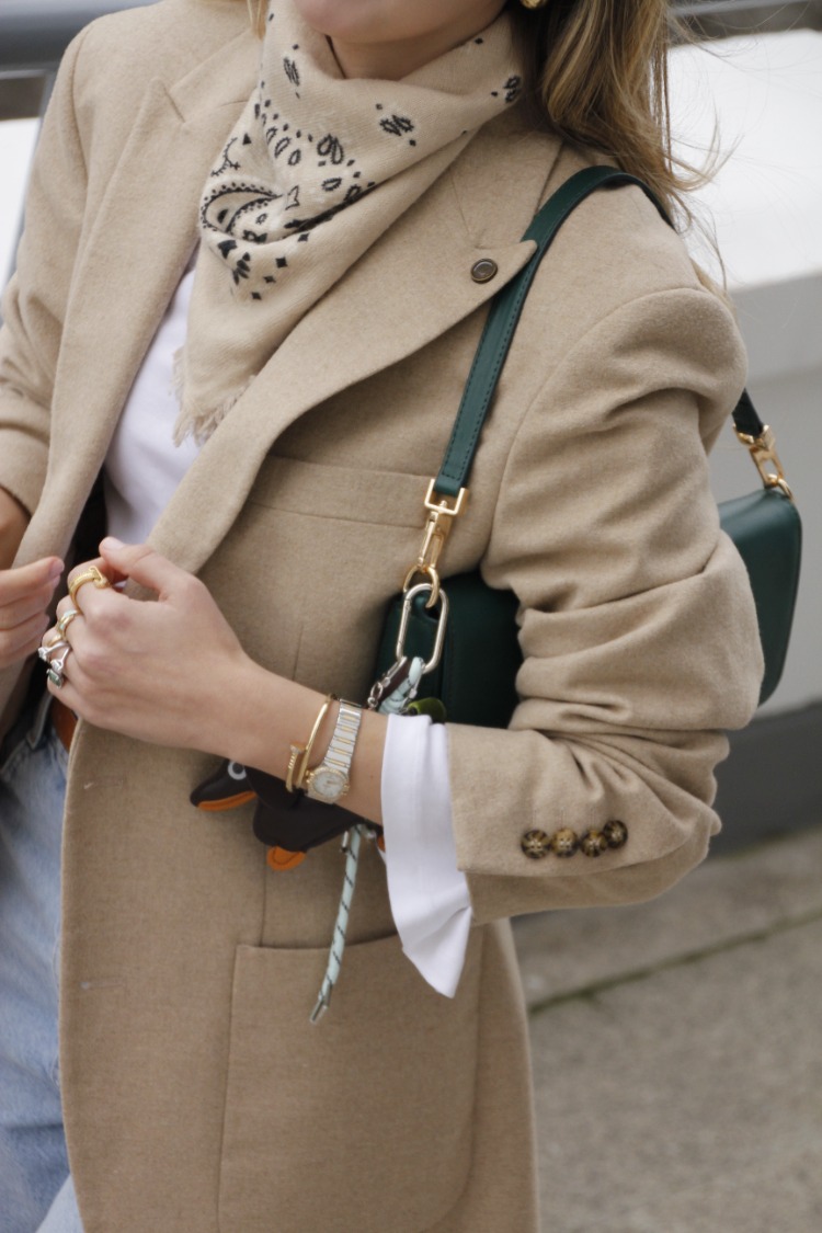 UMİ LUCKY ONE  -Petrol Yeşili Baget East-West Çanta - Bag Charm Hediyeli