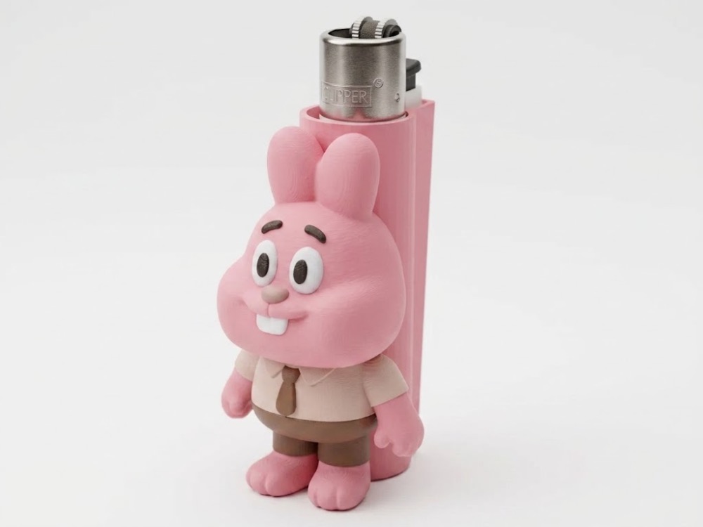 Pembe Tavşan Figürü Çakmak Kılıfı 3D Baskı