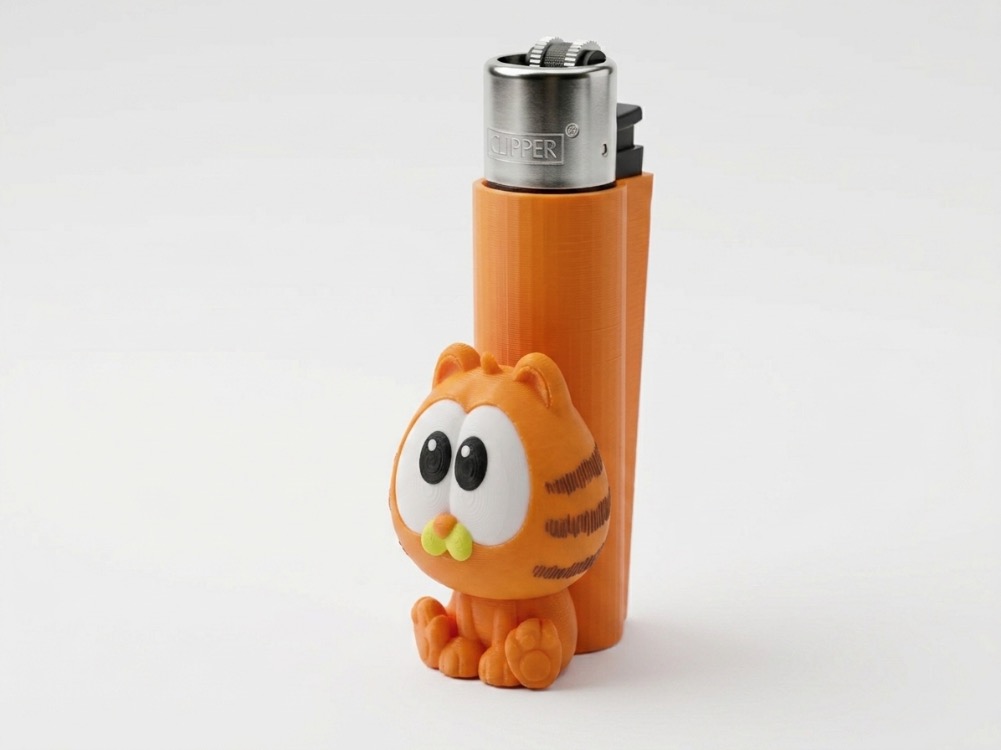 Turuncu Kedi Figürü Çakmak Kılıfı 3D Baskı