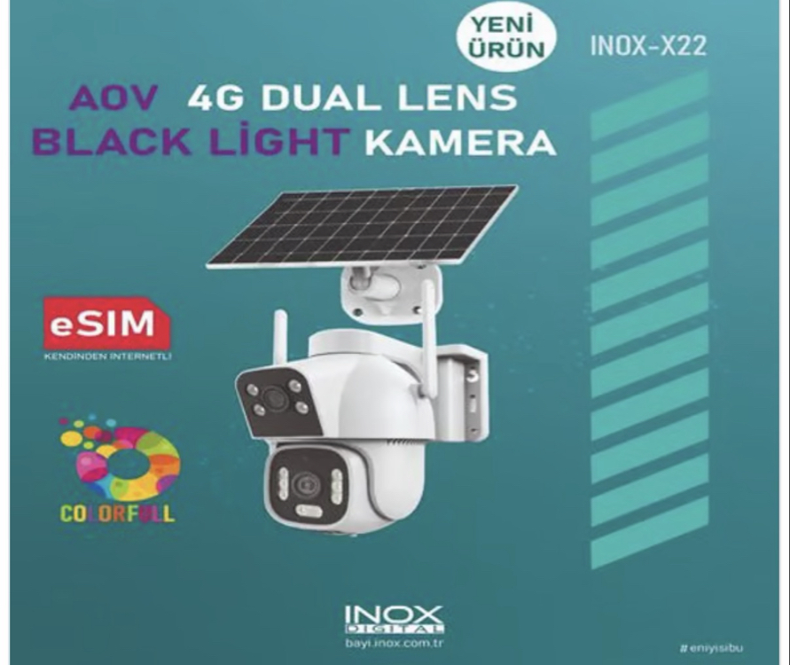 İNOX X22 ÇİFT LENS e-SİM SOLAR KAMERA 