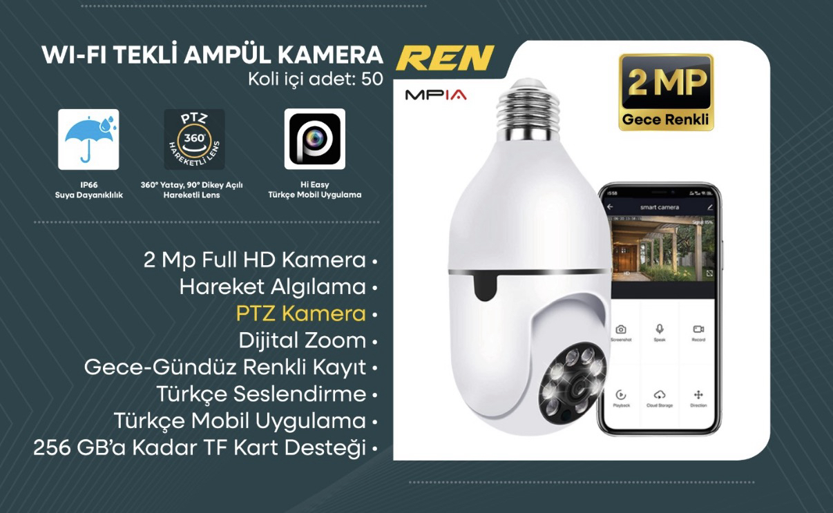 2MP WİFİ AMPUL KAMERA