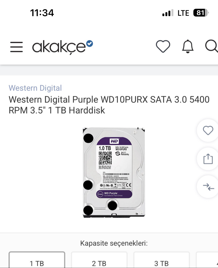 Western Digital Purple WD10PURX SATA 3.0 5400 RPM 3.5