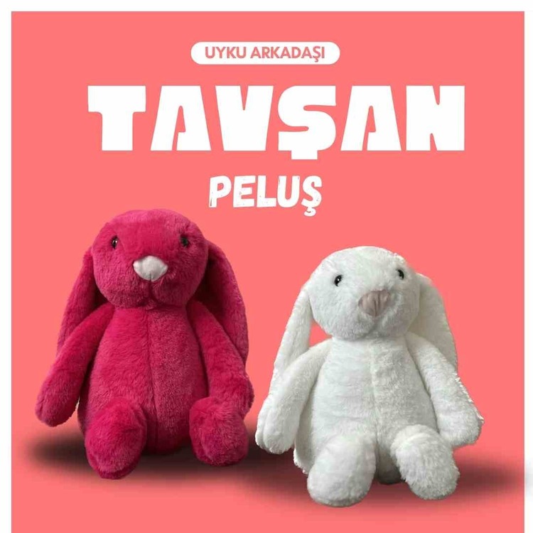 BEYAZ UZUN KULAKLI PELUŞ TAVŞAN 75 CM