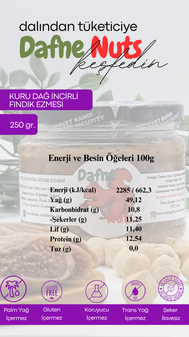 Germencik Kuru Dağ İncirli Fındık Ezmesi 250 Gr. - Meyveli Taneli Yoğun Kıvam