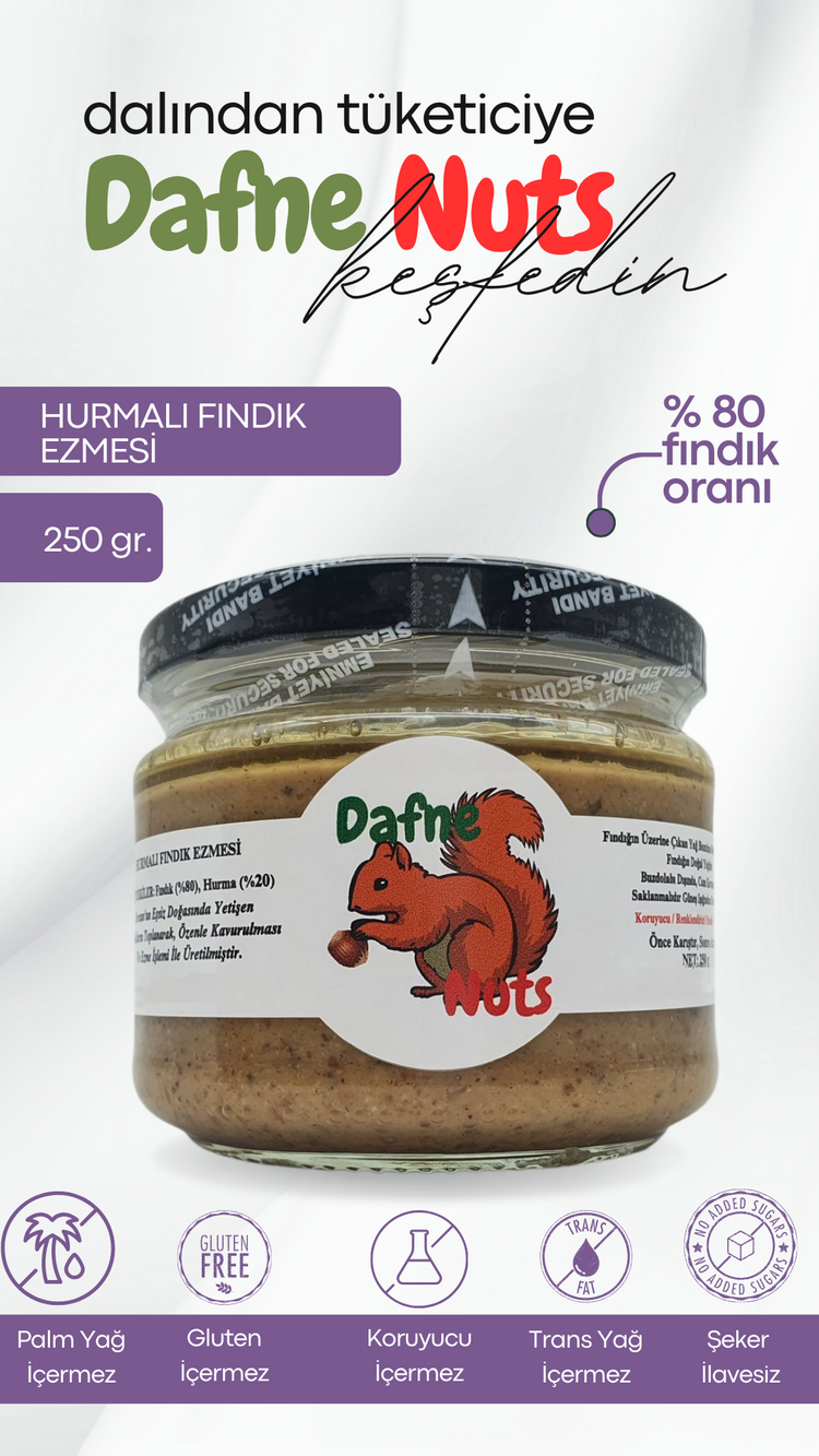 Hurmalı Fındık Ezmesi 250 Gr. - Meyveli Taneli Yoğun Kıvam