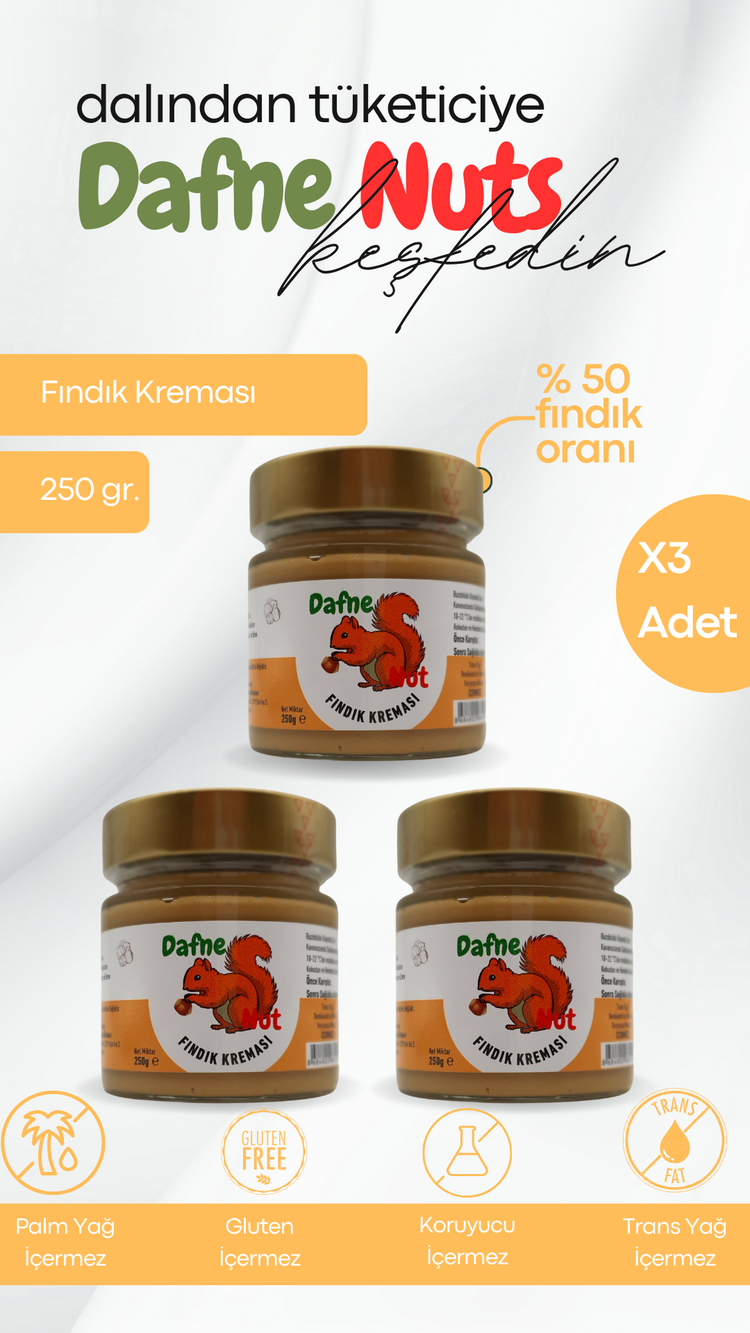 Fındık Kreması 250 Gr. (3 Adet) - Pürüzsüz Sürülebilir Yoğun Kıvam