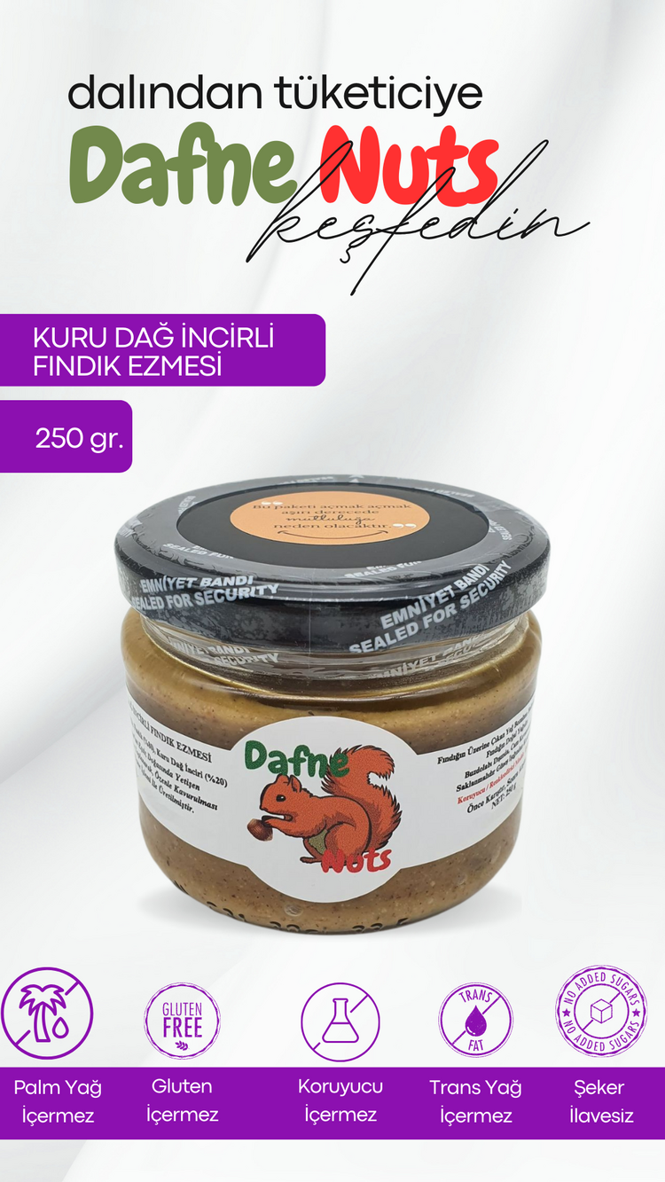 Germencik Kuru Dağ İncirli Fındık Ezmesi 250 Gr. (3 Adet) - Meyveli Taneli Yoğun Kıvam