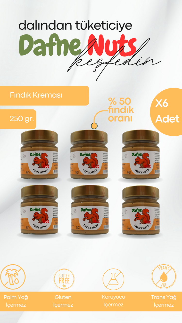 Fındık Kreması 250 Gr. (6 Adet) - Pürüzsüz Sürülebilir Yoğun Kıvam
