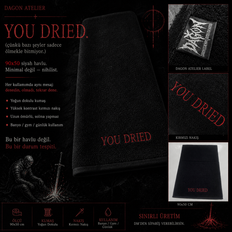 Dark Souls You Dried 90x50 Siyah Havlu