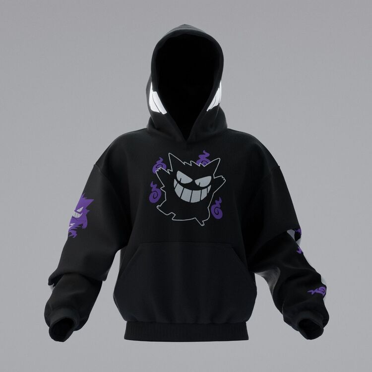 Gengar Pokemon Oversize Unisex Hoodie Kapüşonlu Sweatshirt