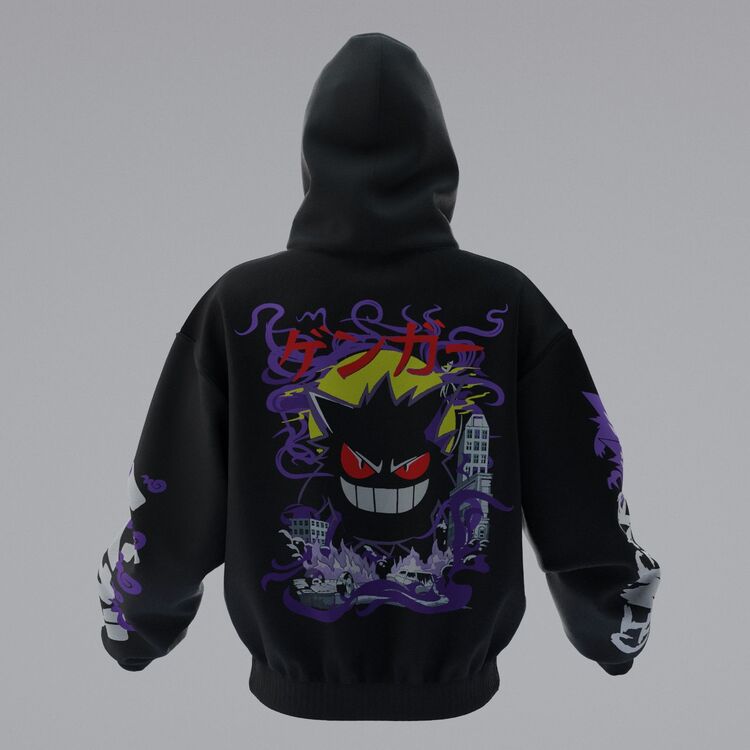 Gengar Pokemon Oversize Unisex Hoodie Kapüşonlu Sweatshirt