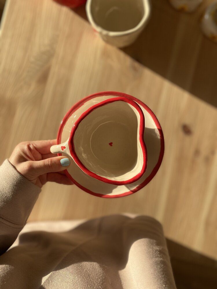 Ön Sipariş You and Me Kalp Mug 1 adet ( ALTLIKLI)