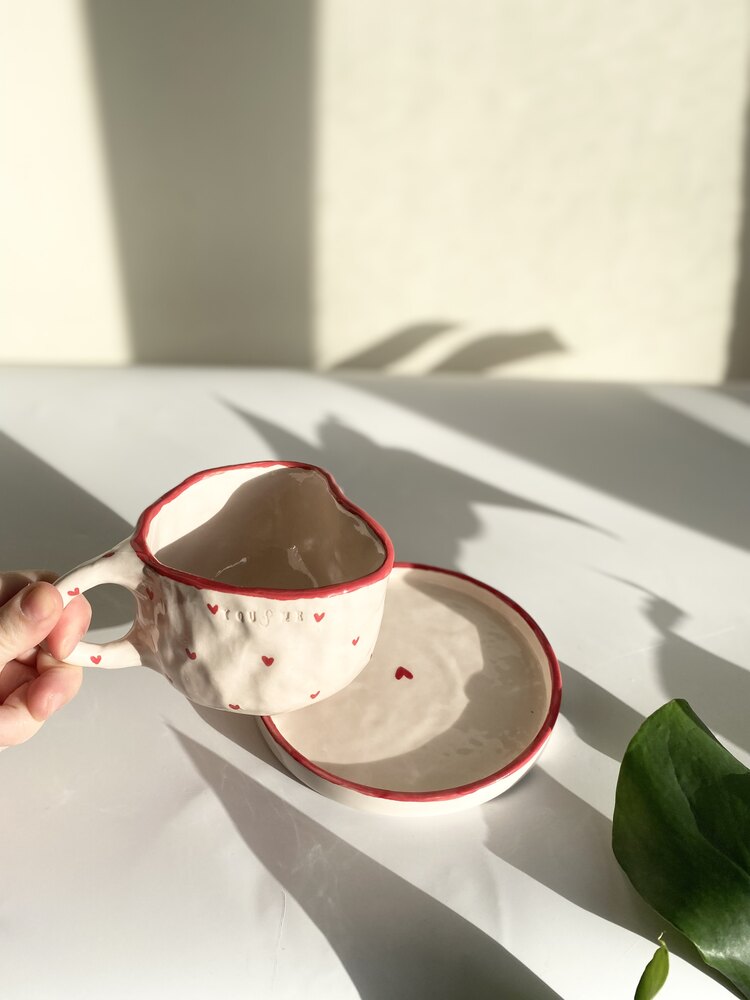 Ön Sipariş You and Me Kalp Mug 1 adet ( ALTLIKLI)
