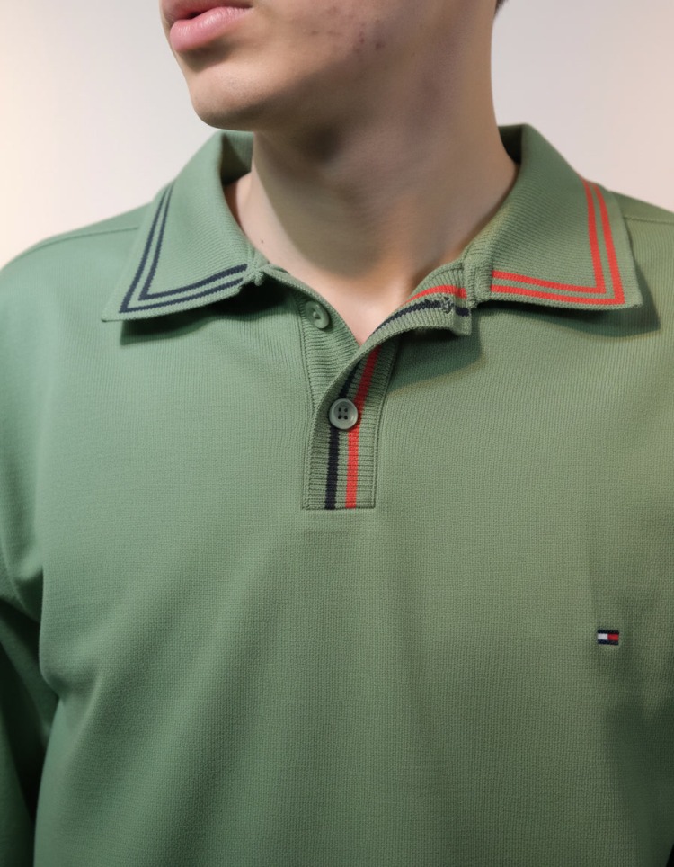 Polo Yaka Uzun Kollu Erkek Sweat – Yeşil