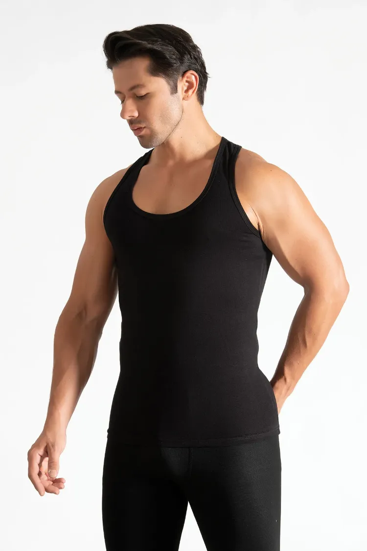 Tutku Erkek Ribana Spor Atlet – Siyah | 6’lı %100 Pamuk Konfor Seti