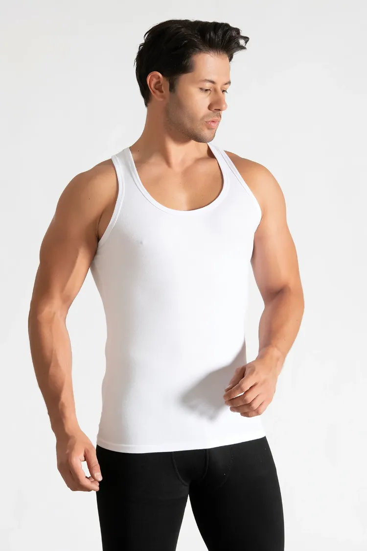 Tutku Erkek Ribana Spor Atlet – Beyaz | 6'lı Set %100 Pamuk Konfor Serisi
