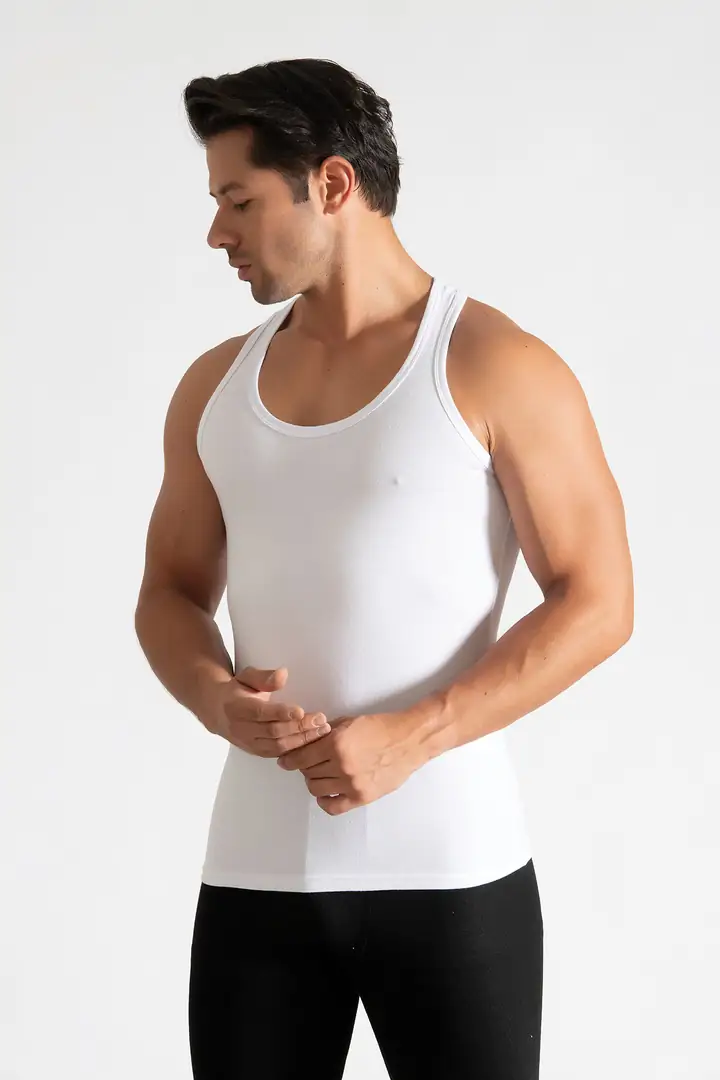 Tutku Erkek Ribana Spor Atlet – Beyaz | 6'lı Set %100 Pamuk Konfor Serisi