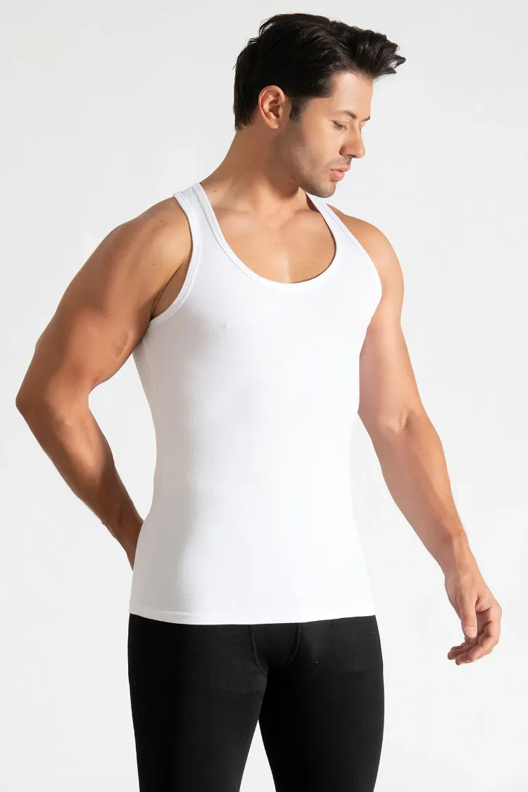 Tutku Erkek Ribana Spor Atlet – Beyaz | 6'lı Set %100 Pamuk Konfor Serisi