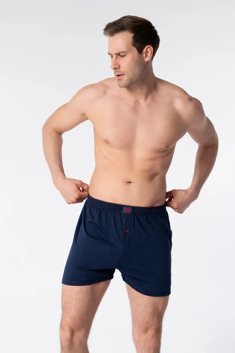 Tutku Erkek Penye Düz Boxer – Lacivert | 6’lı %100 Pamuk Konfor Seti