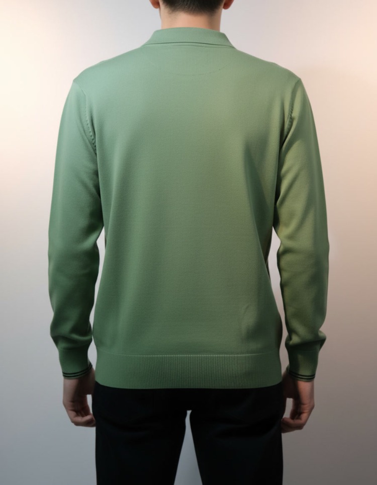 Polo Yaka Uzun Kollu Erkek Sweat – Yeşil