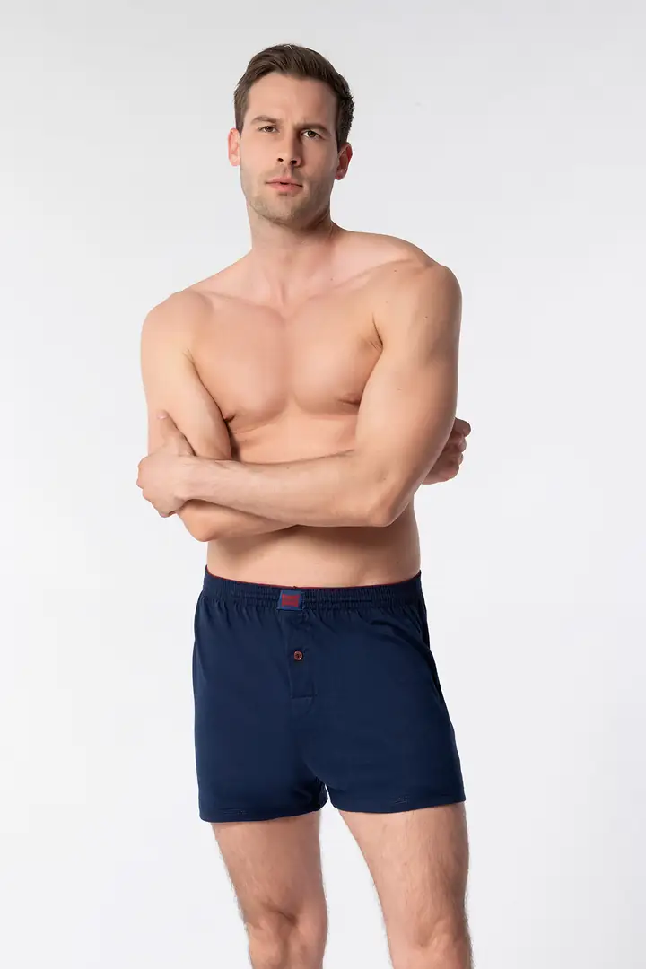 Tutku Erkek Penye Düz Boxer – Lacivert | 6’lı %100 Pamuk Konfor Seti