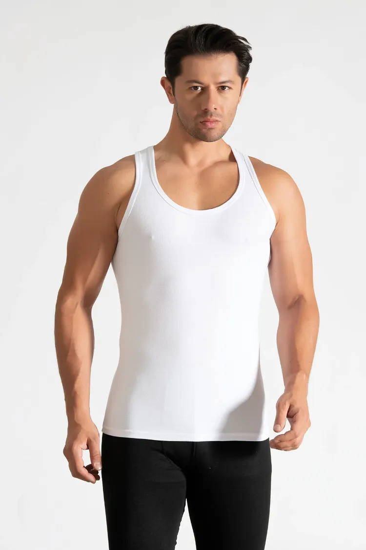 Tutku Erkek Ribana Spor Atlet – Beyaz | 6'lı Set %100 Pamuk Konfor Serisi