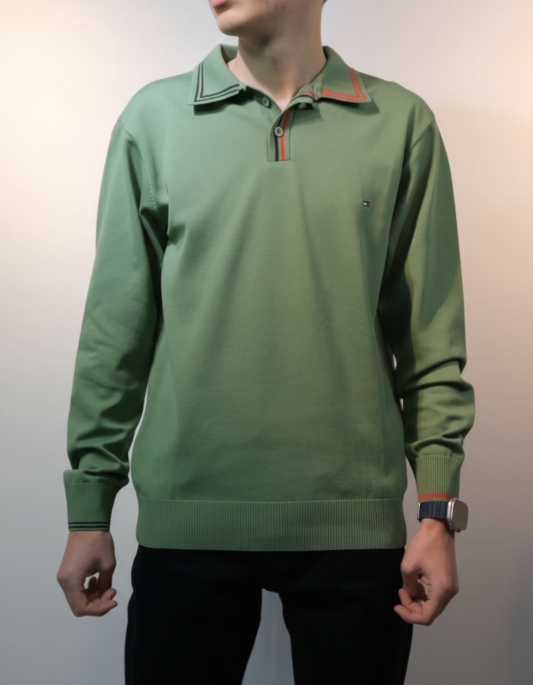 Polo Yaka Uzun Kollu Erkek Sweat – Yeşil