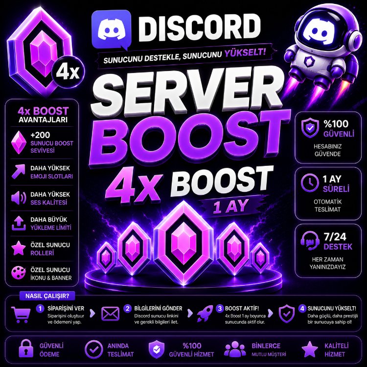 Discord Sunucu Boost x4 | 1 Ay