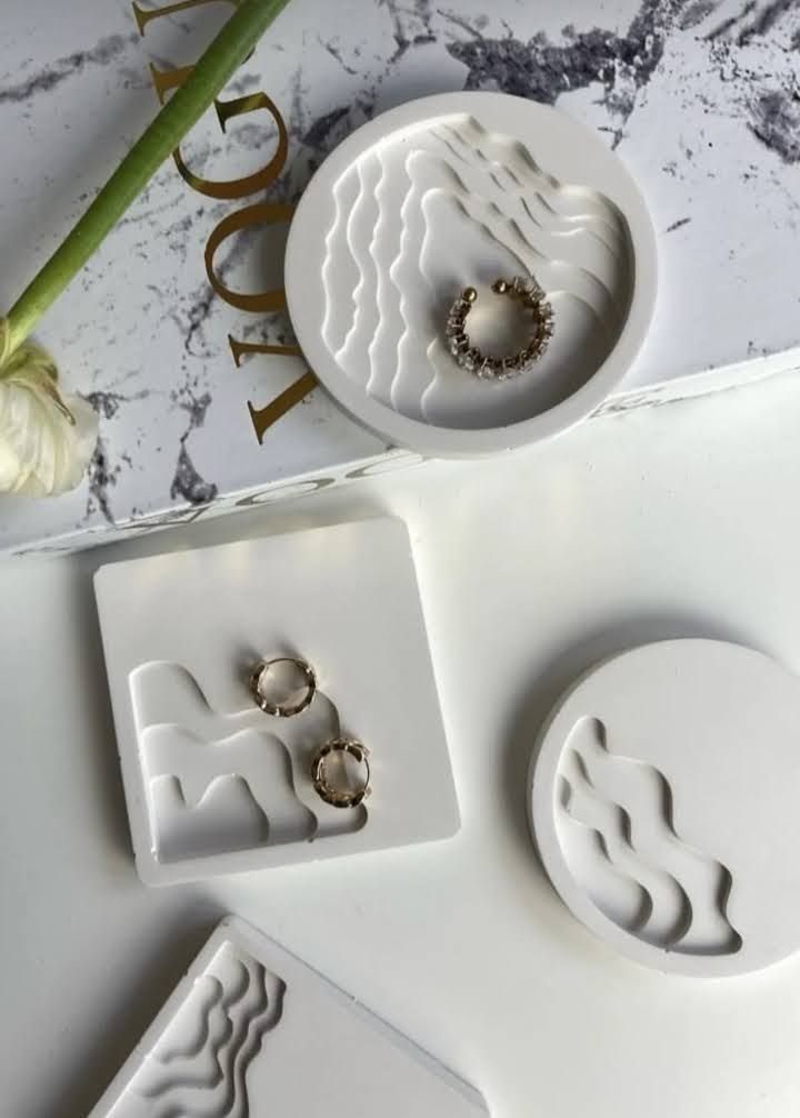 Dalga Desenli Takı Tabağı - 4'lü Lüks Set