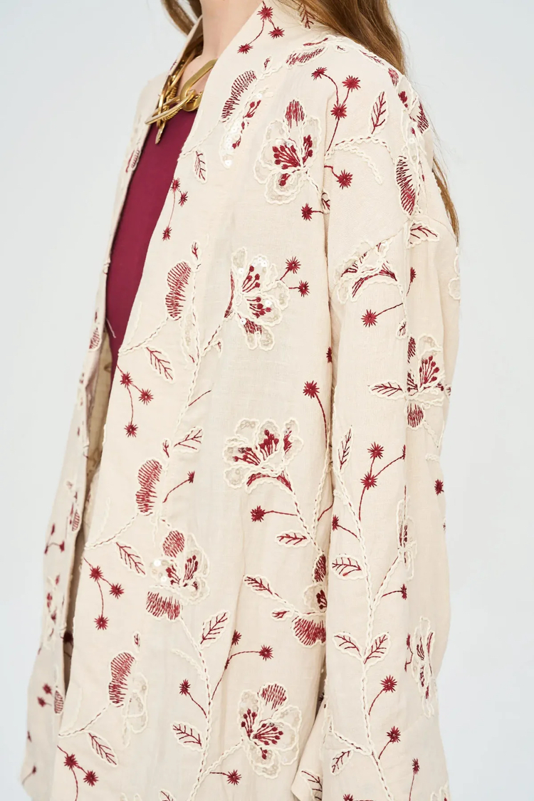 İşlemeli Kimono Etek Takım