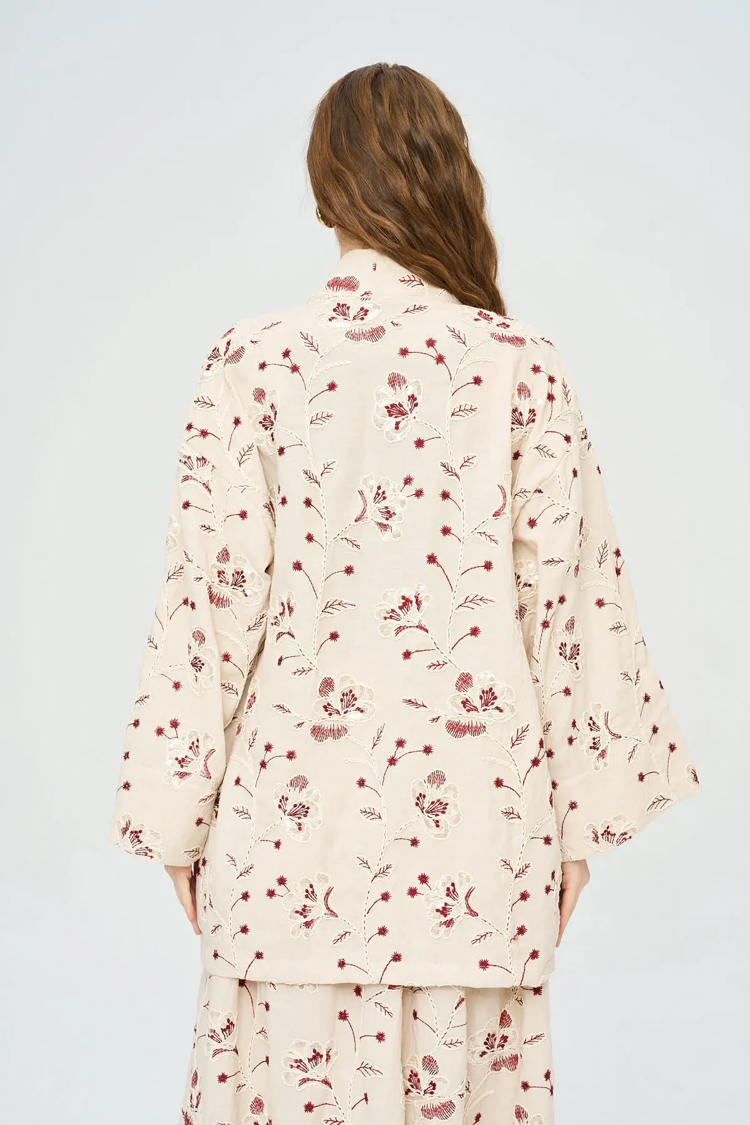 İşlemeli Kimono Etek Takım