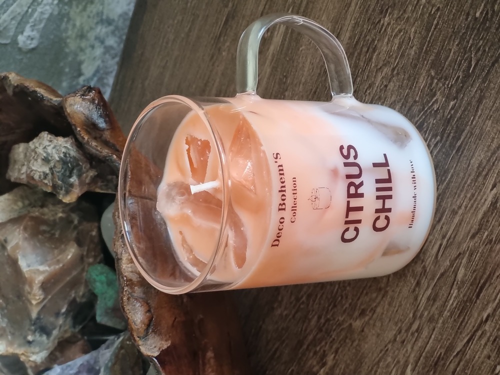 El yapımı Soya&Jel Mum, Begamot Ve Portakal Kokulu Mum,Hediyelik Mum,Ice Matcha Mum