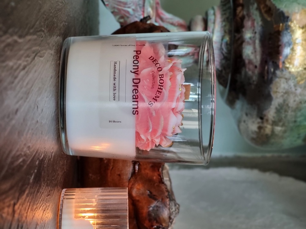 Ahşap Fitilli Gül Kokulu 1.Katite Soya - Vegan Mum