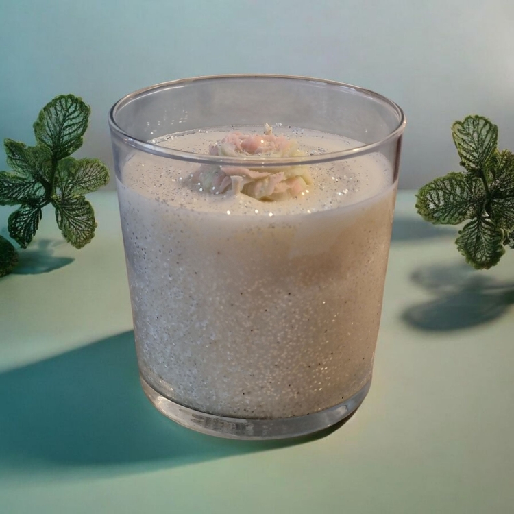 El Yapımı Işıltılı Soya Wax Mum -Fresh Kokulu Çiçekli Dekoratif Mum- Vegan Mum