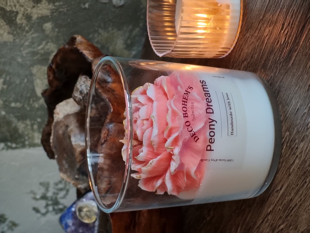 Ahşap Fitilli Gül Kokulu 1.Katite Soya - Vegan Mum