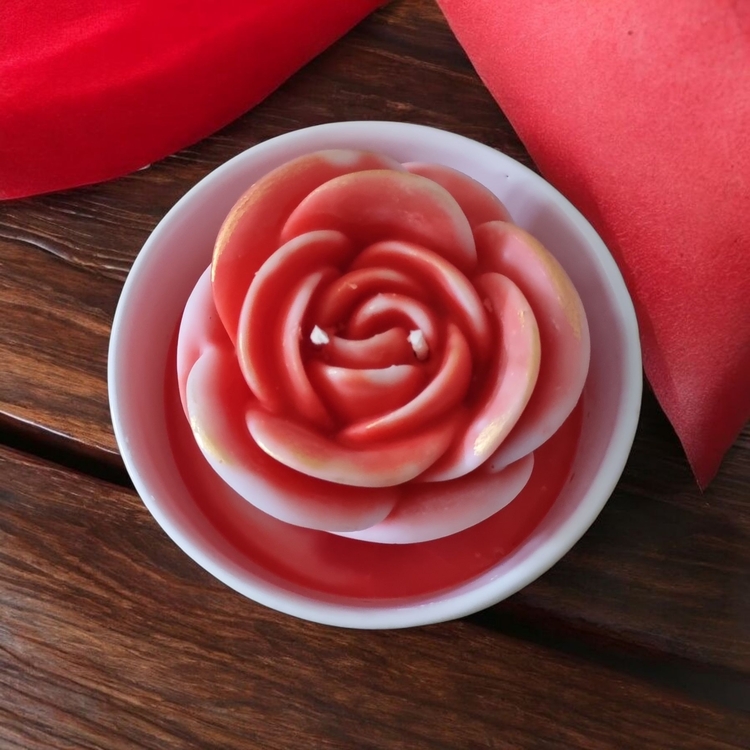 Beyaz Kasede Gül Kokulu Soya Mum,Dekoratif Hediye,Vegan Mum
