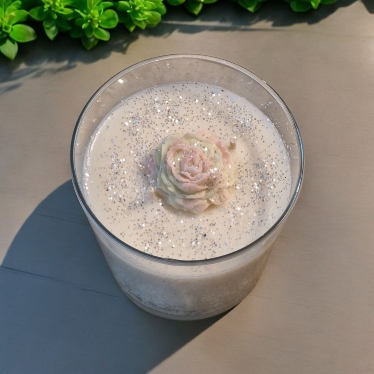 El Yapımı Işıltılı Soya Wax Mum -Fresh Kokulu Çiçekli Dekoratif Mum- Vegan Mum